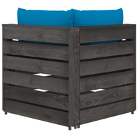 Thumbnail for Modulares Ecksofa mit Kissen Grau Imprägniertes Holz