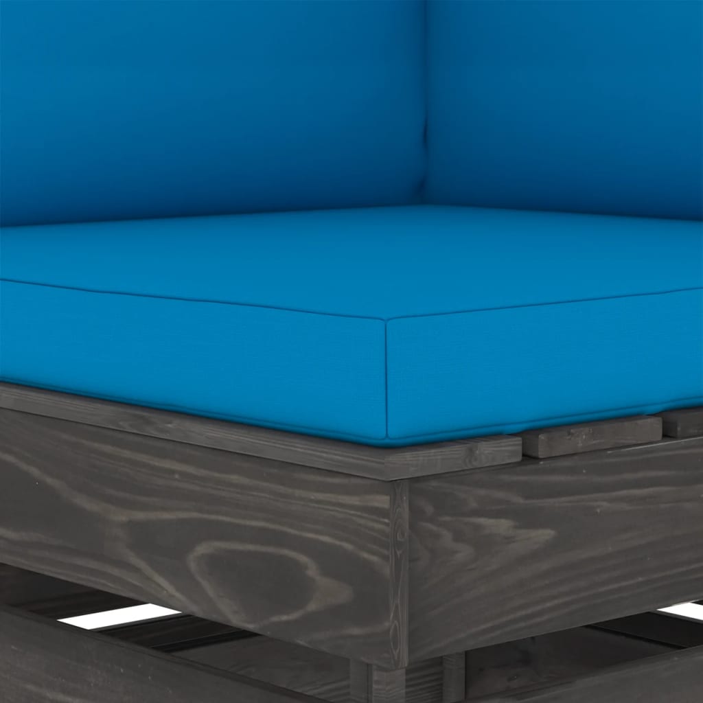Modulares Ecksofa mit Kissen Grau Imprägniertes Holz
