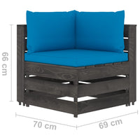 Thumbnail for Modulares Ecksofa mit Kissen Grau Imprägniertes Holz