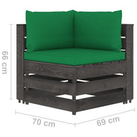 Thumbnail for Modulares Ecksofa mit Kissen Grau Imprägniertes Holz