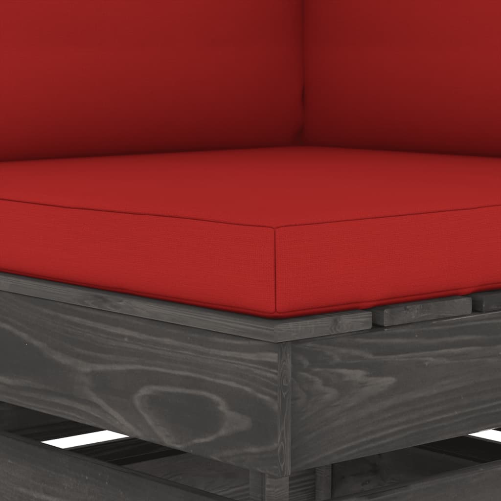 Modulares Ecksofa mit Kissen Grau Imprägniertes Holz