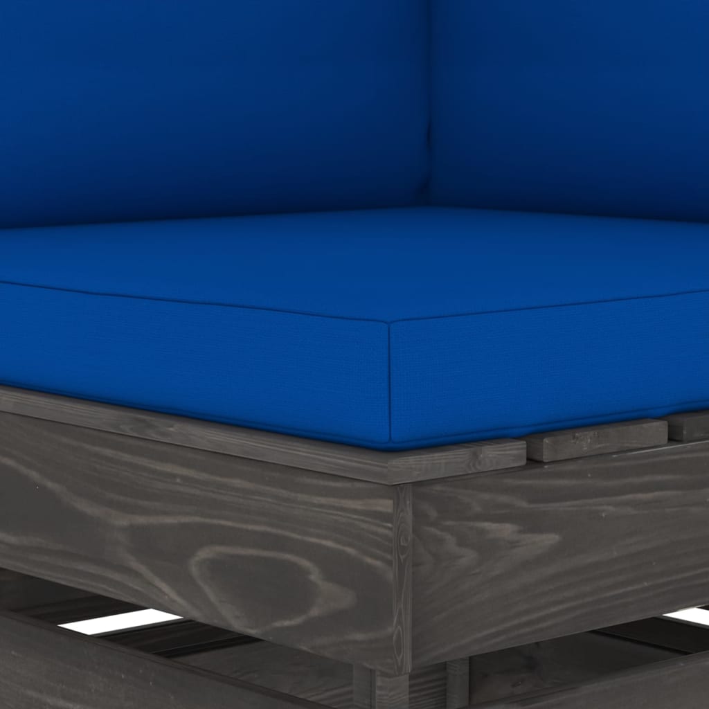 Modulares Ecksofa mit Kissen Grau Imprägniertes Holz