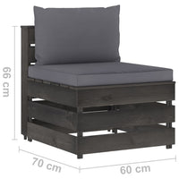 Thumbnail for Modulares Mittelsofa mit Kissen Grau Imprägniertes Holz