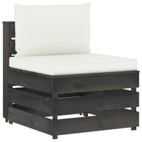 Thumbnail for Modulares Mittelsofa mit Kissen Grau Imprägniertes Holz
