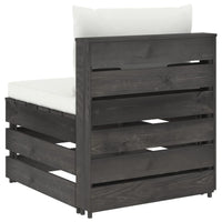 Thumbnail for Modulares Mittelsofa mit Kissen Grau Imprägniertes Holz