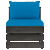 Thumbnail for Modulares Mittelsofa mit Kissen Grau Imprägniertes Holz