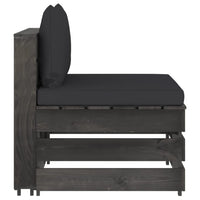 Thumbnail for Modulares Mittelsofa mit Kissen Grau Imprägniertes Holz