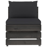 Thumbnail for Modulares Mittelsofa mit Kissen Grau Imprägniertes Holz