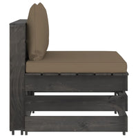 Thumbnail for Modulares Mittelsofa mit Kissen Grau Imprägniertes Holz