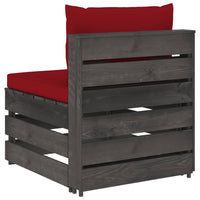 Thumbnail for Modulares Mittelsofa mit Kissen Grau Imprägniertes Holz
