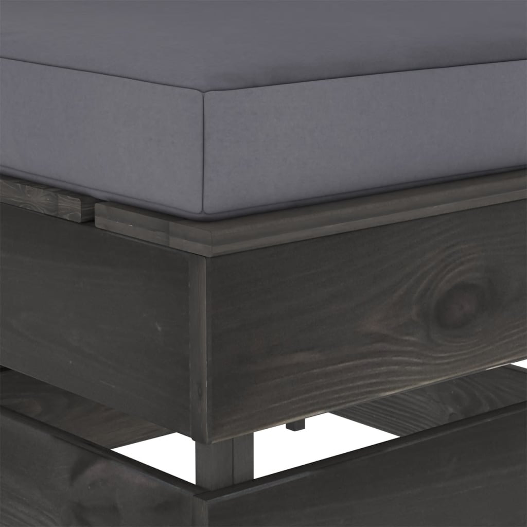 Modulare Ottomane mit Kissen Grau Imprägniertes Holz