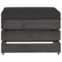 Thumbnail for Modulare Ottomane mit Kissen Grau Imprägniertes Holz