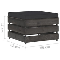 Thumbnail for Modulare Ottomane mit Kissen Grau Imprägniertes Holz