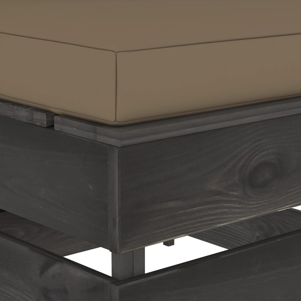 Modulare Ottomane mit Kissen Grau Imprägniertes Holz