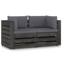 Thumbnail for 2-Sitzer-Gartensofa mit Kissen Grau Imprägniertes Holz
