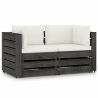 Thumbnail for 2-Sitzer-Gartensofa mit Kissen Grau Imprägniertes Holz
