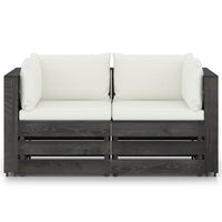 Thumbnail for 2-Sitzer-Gartensofa mit Kissen Grau Imprägniertes Holz