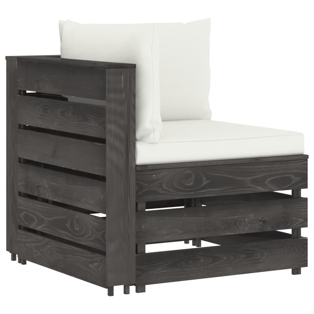 2-Sitzer-Gartensofa mit Kissen Grau Imprägniertes Holz