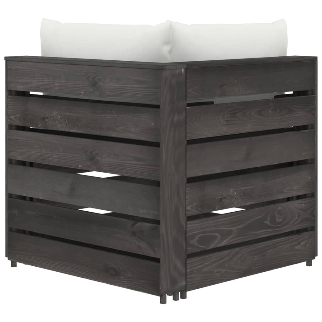 2-Sitzer-Gartensofa mit Kissen Grau Imprägniertes Holz