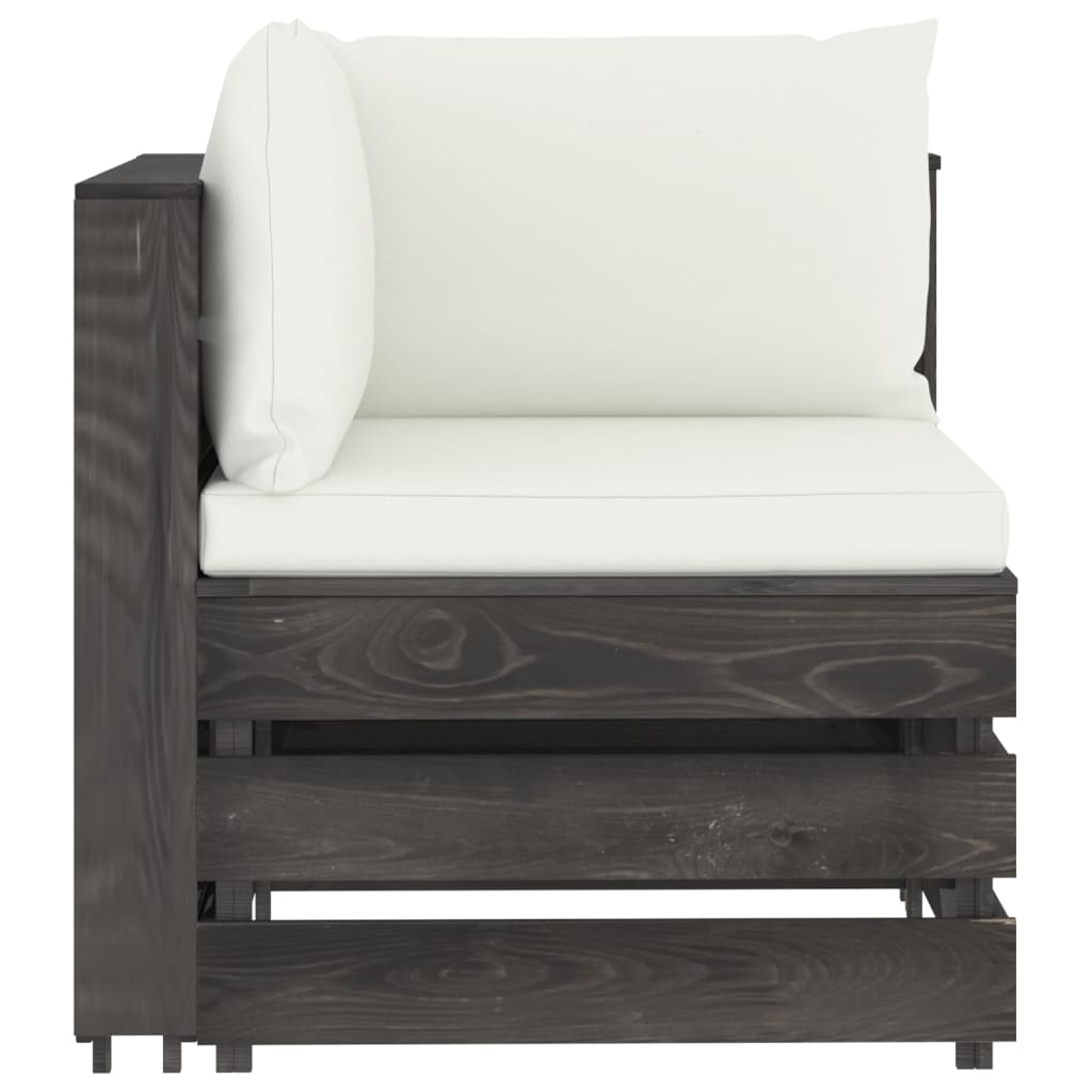 2-Sitzer-Gartensofa mit Kissen Grau Imprägniertes Holz