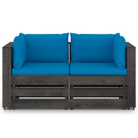 Thumbnail for 2-Sitzer-Gartensofa mit Kissen Grau Imprägniertes Holz