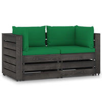 Thumbnail for 2-Sitzer-Gartensofa mit Kissen Grau Imprägniertes Holz