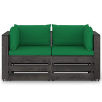 Thumbnail for 2-Sitzer-Gartensofa mit Kissen Grau Imprägniertes Holz