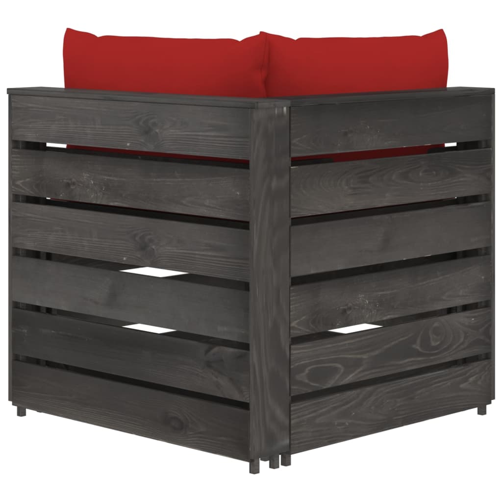 2-Sitzer-Gartensofa mit Kissen Grau Imprägniertes Holz