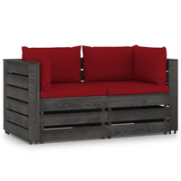 Thumbnail for 2-Sitzer-Gartensofa mit Kissen Grau Imprägniertes Holz