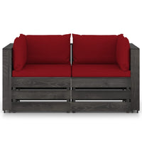 Thumbnail for 2-Sitzer-Gartensofa mit Kissen Grau Imprägniertes Holz