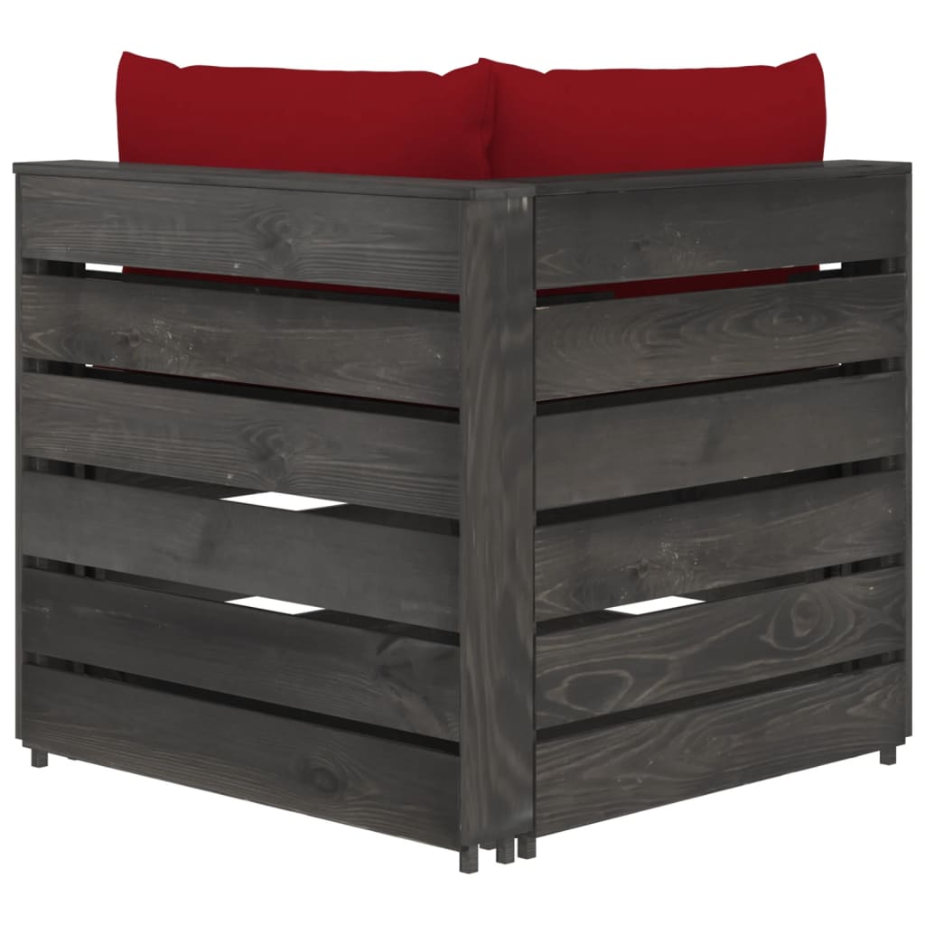 2-Sitzer-Gartensofa mit Kissen Grau Imprägniertes Holz