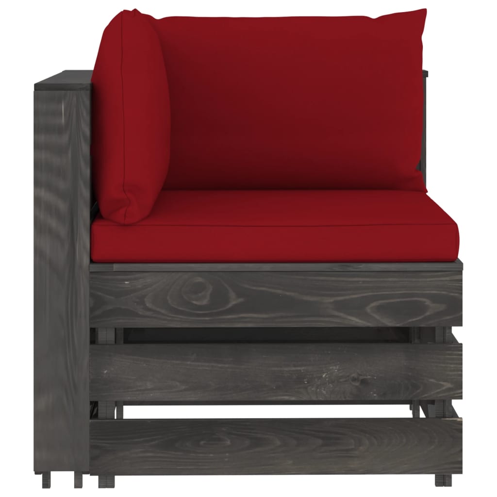 2-Sitzer-Gartensofa mit Kissen Grau Imprägniertes Holz