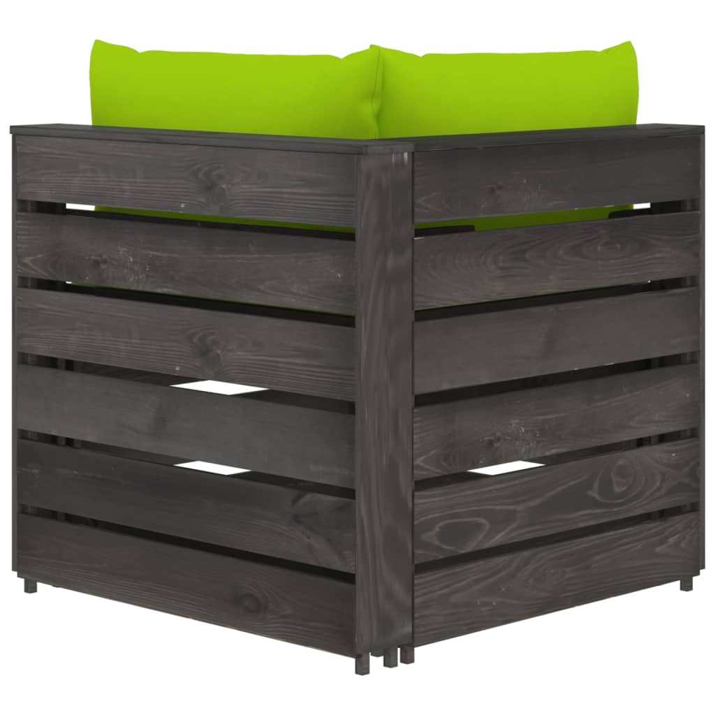 2-Sitzer-Gartensofa mit Kissen Grau Imprägniertes Holz