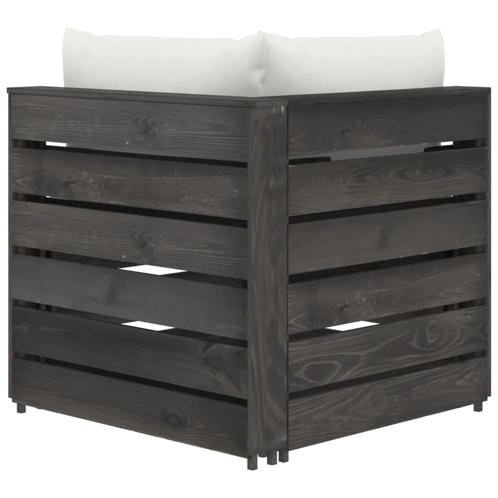 3-Sitzer-Gartensofa mit Kissen Grau Imprägniertes Holz