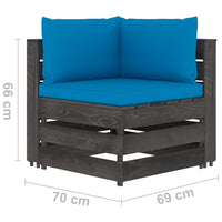 Thumbnail for 3-Sitzer-Gartensofa mit Kissen Grau Imprägniertes Holz