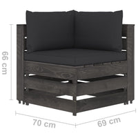 Thumbnail for 3-Sitzer-Gartensofa mit Kissen Grau Imprägniertes Holz
