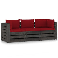 Thumbnail for 3-Sitzer-Gartensofa mit Kissen Grau Imprägniertes Holz