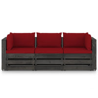 Thumbnail for 3-Sitzer-Gartensofa mit Kissen Grau Imprägniertes Holz