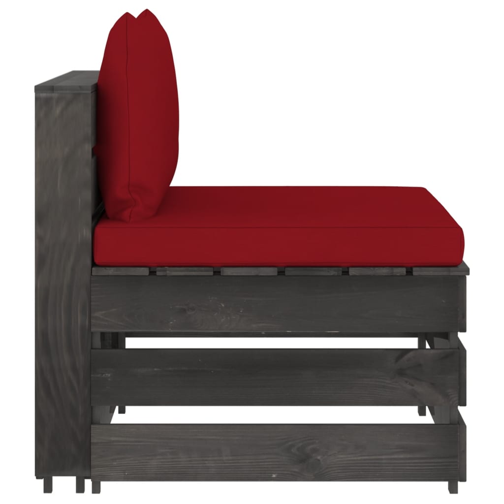 3-Sitzer-Gartensofa mit Kissen Grau Imprägniertes Holz