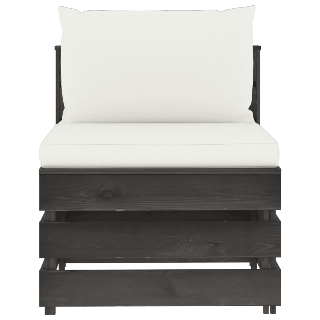 4-Sitzer-Gartensofa mit Kissen Grau Imprägniertes Holz