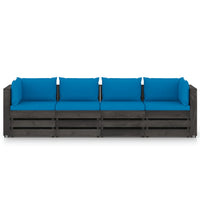Thumbnail for 4-Sitzer-Gartensofa mit Kissen Grau Imprägniertes Holz