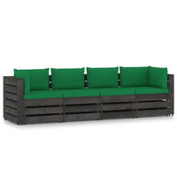 Thumbnail for 4-Sitzer-Gartensofa mit Kissen Grau Imprägniertes Holz