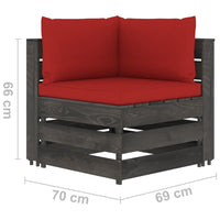 Thumbnail for 5-tlg. Garten-Lounge-Set mit Kissen Grau Imprägniertes Holz