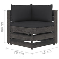Thumbnail for 5-tlg. Garten-Lounge-Set mit Kissen Grau Imprägniertes Holz