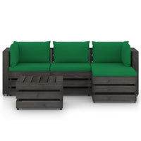 Thumbnail for 5-tlg. Garten-Lounge-Set mit Kissen Grau Imprägniertes Holz
