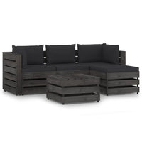 Thumbnail for 5-tlg. Garten-Lounge-Set mit Kissen Grau Imprägniertes Holz