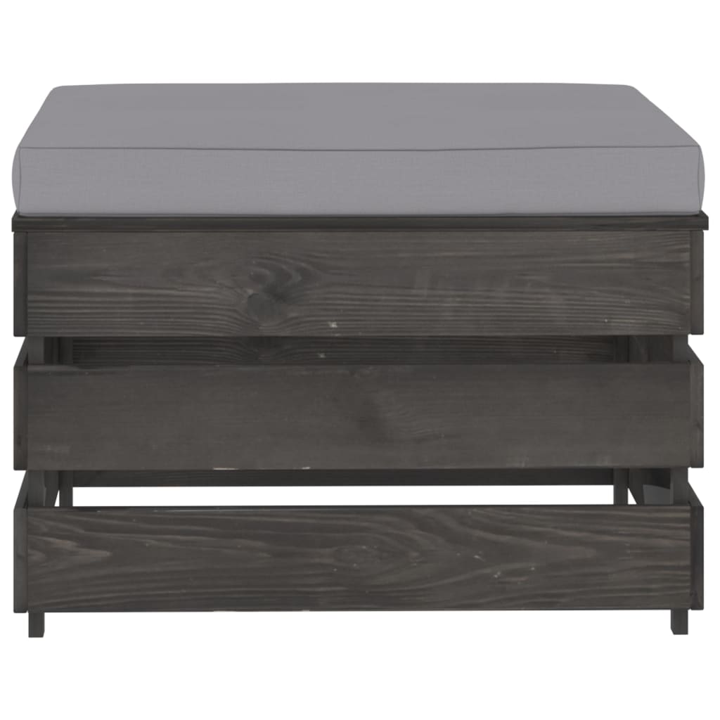 7-tlg. Garten-Lounge-Set mit Kissen Grau Imprägniertes Holz
