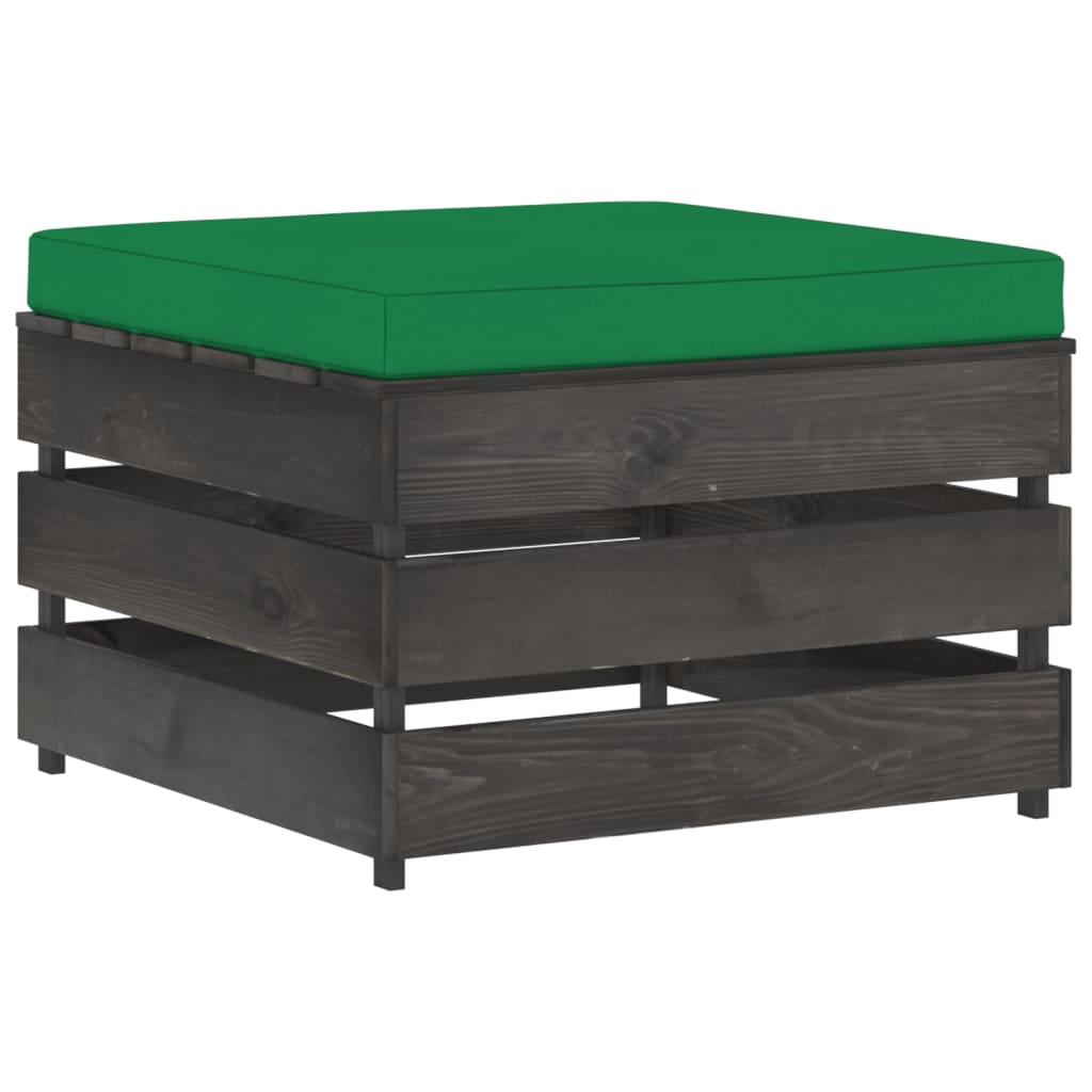 7-tlg. Garten-Lounge-Set mit Kissen Grau Imprägniertes Holz