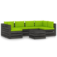 Thumbnail for 7-tlg. Garten-Lounge-Set mit Kissen Grau Imprägniertes Holz