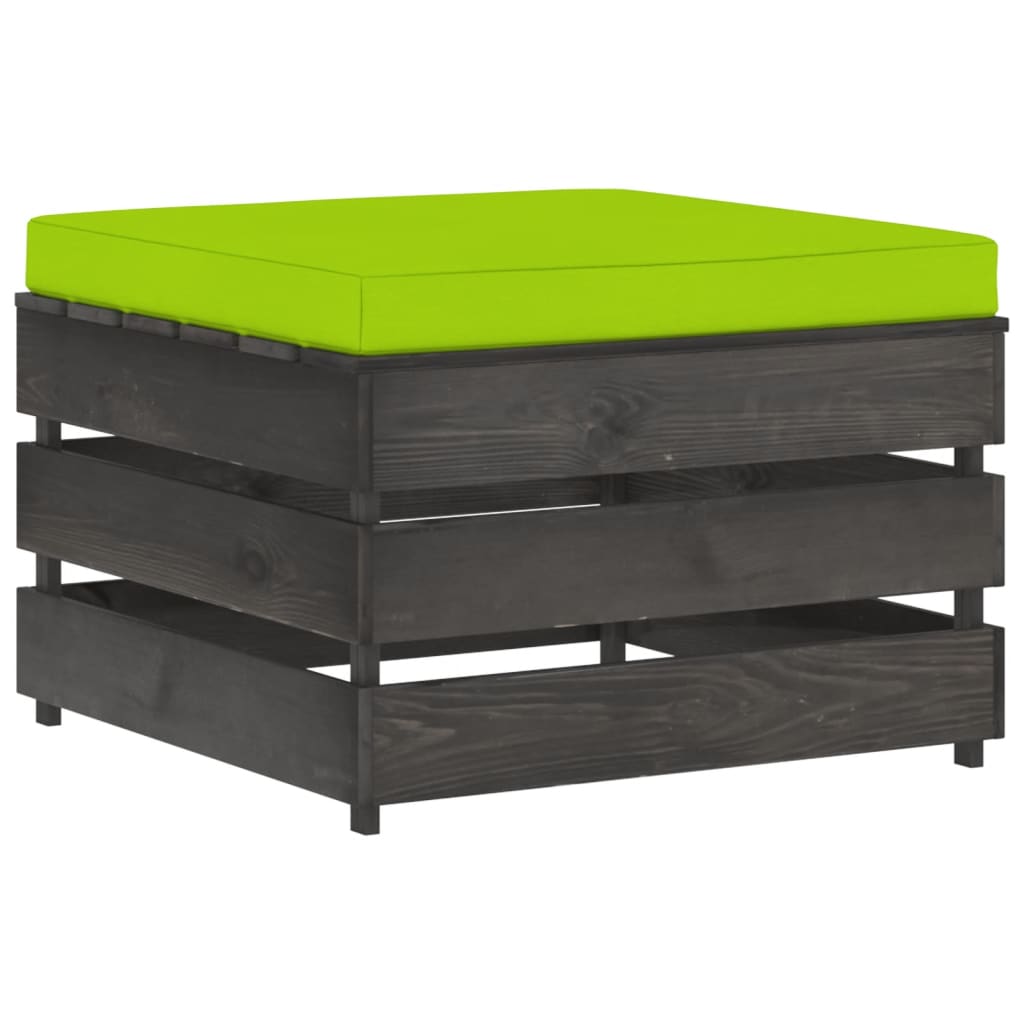 7-tlg. Garten-Lounge-Set mit Kissen Grau Imprägniertes Holz